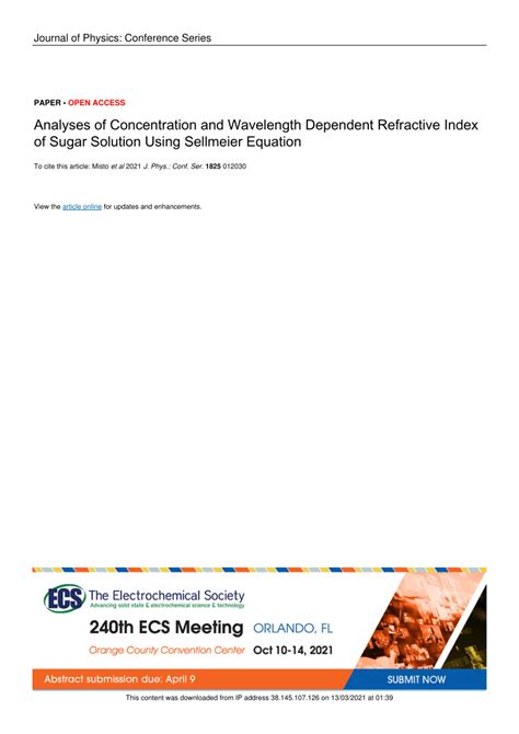 (PDF) Analyses of Concentration and Wavelength Dependent Refractive ...