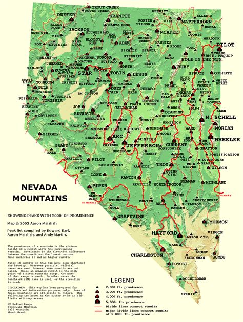 Nevada prominence map