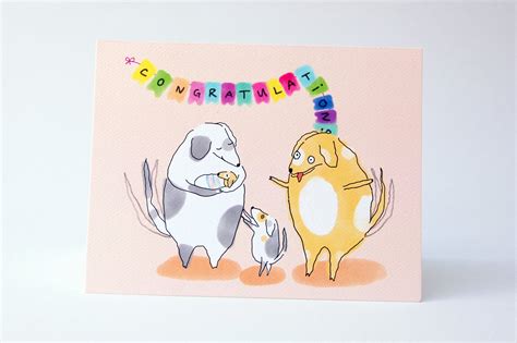 Congrats New Baby Card Funny Card Congrats Colorful Greeting Card Dog ...