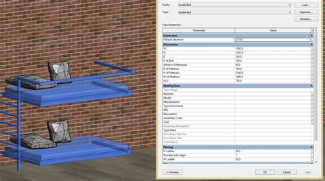 Bunk bed - Revit Family full parametric model 3D Model $5 - .rfa - Free3D