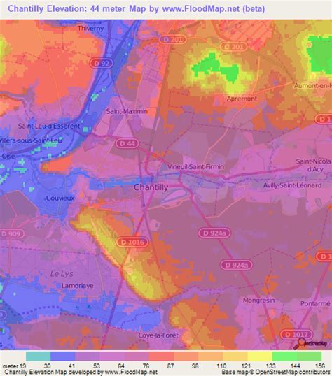 Elevation of Chantilly,France Elevation Map, Topography, Contour