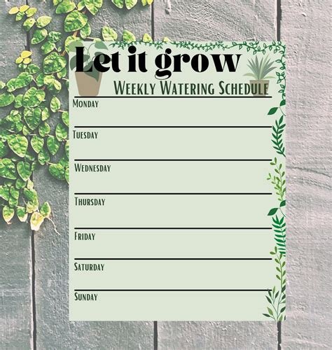 Plant Watering Schedule Printable Schedule Plant Schedule | Etsy