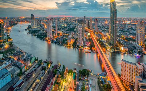Download Light Building Night Cityscape City Thailand Man Made Bangkok HD Wallpaper