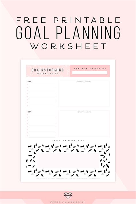 FREE Printable Goal Planning Worksheet - Printable Crush