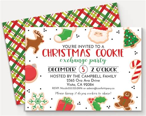 Christmas Cookie Exchange Invitation, Holiday Cookie Swap Invitation, Cookie Decorating Party ...