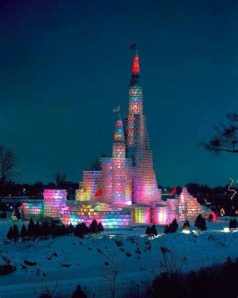 1986! St.Paul, MN Winter Carnival Ice Palace on Phalen Lake. Notice the ...