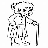 Old Lady Coloring Page sketch template