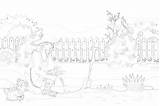 Printable Spring Backyard Coloring Page  Mimi Panda sketch template
