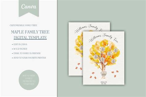 Editable Descendant Family Tree Template Genealogy Tree - Etsy