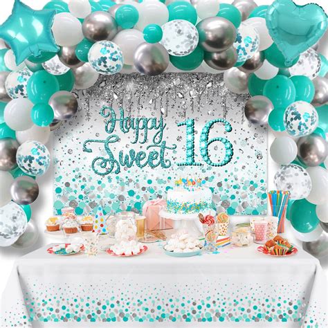 Buy Sweet 16 Birthday Decorations-Teal 16th Birthday Decorations for ...