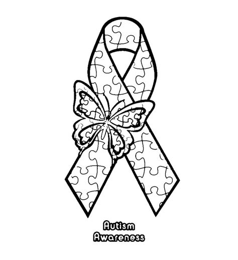 Autism Awareness Puzzle Pieces Heart Coloring Page - Free Printable Coloring Pages for Kids