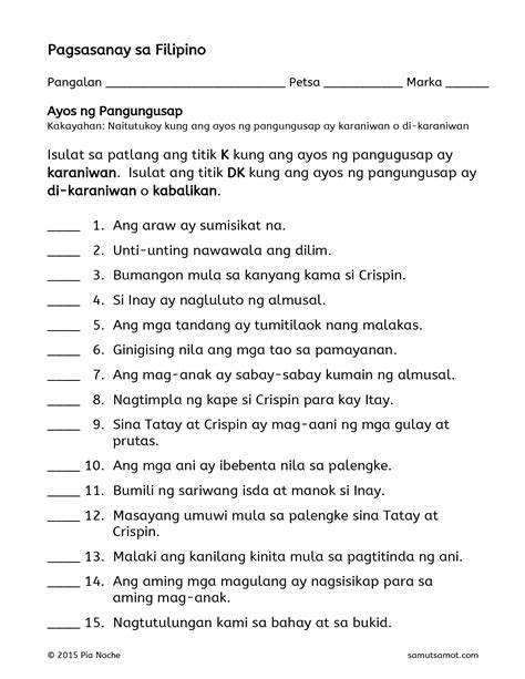 (PDF) Pagsasanay sa Filipino - · PDF fileKakayahan: Naitutukoy kung ang ...