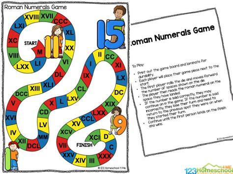 FREE Printable Roman Numerals for Kids Board Game