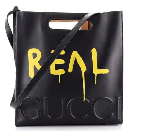 Gucci Ghost REAL Black Leather Graffiti Tote Bag/Cert… - Gem