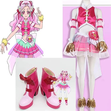 Full sets Pretty Cure Precure Nono Hana/Cure Yell Dress Cure Yell Cosplay Costume includes shoes ...