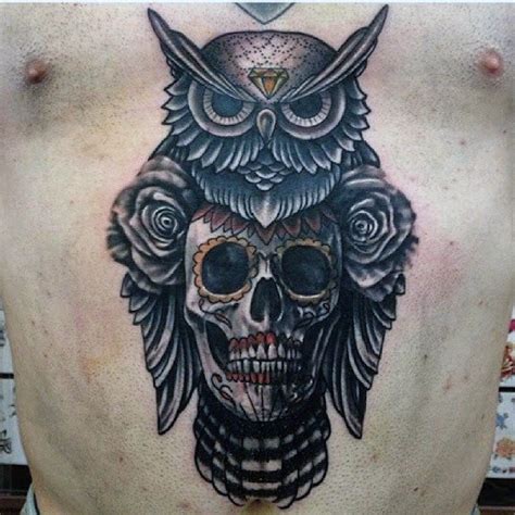 50 Owl Skull Tattoo Designs for Men