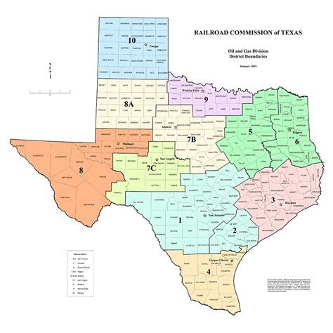 Texas Rrc District Map Poster