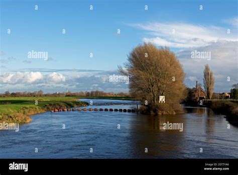 River Aire near the village of Beal, North Yorkshire, England UK Stock ...