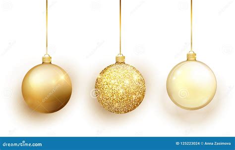 Gold Christmas Tree Toy Set Isolated on White Background. Stocking ...