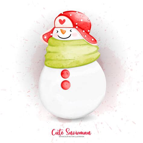 Premium Vector | Winter watercolor snowman christmas snowman digital ...