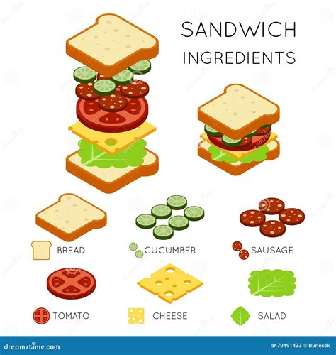 Sandwich Ingredients Food Illustration Royalty-Free Cartoon | CartoonDealer.com #74365379