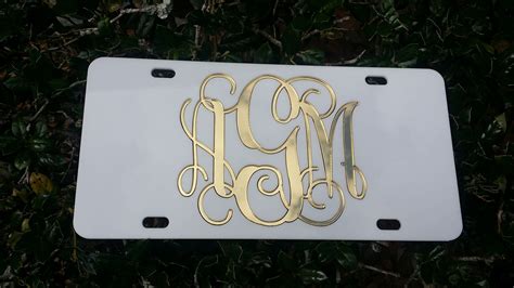 Custom White License Plate, Car Tag, Personalized Car Tag, Custom Front Plate, Monogram License ...