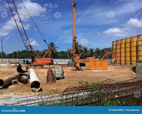 Bore Pile Driving Work by Bore Pile Rig at the Construction Site. Editorial Image - Image of ...