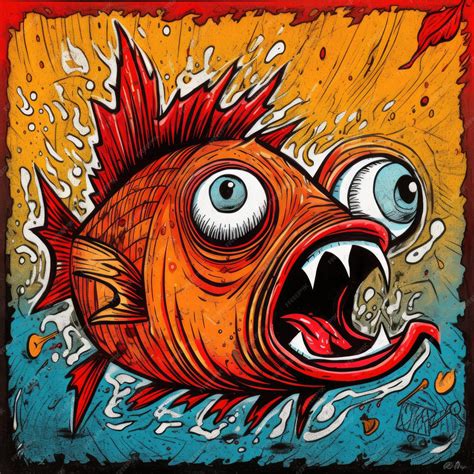 Premium AI Image | crazy fish angry furious mad portrait expressive illustration artwork oil ...