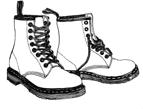 a black and white drawing of a pair of boots with laces on the sole