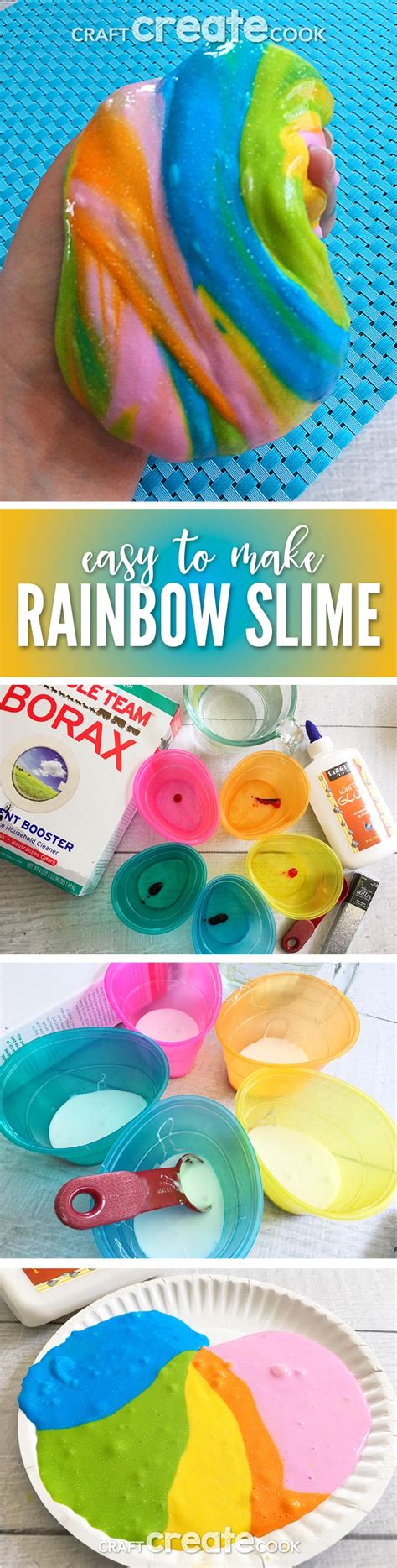 Glittered Rainbow Slime - Craft Create Cook