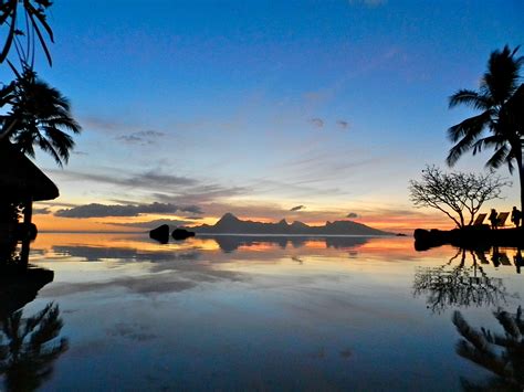 Moorea sunset from the Intercontinental Tahiti | Air tahiti, Tahiti ...