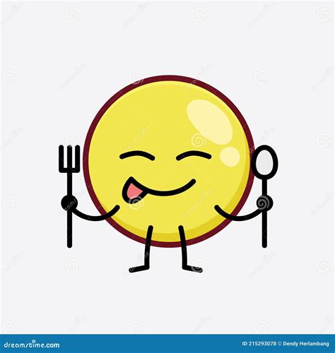 Yellow Emoji Cute Character Illustration with Simple Face, Hands and ...