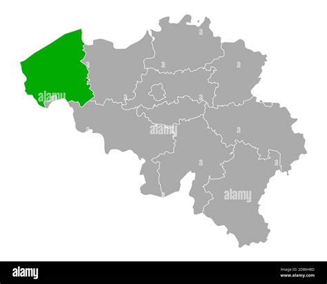 Map of West Flanders in Belgium Stock Photo - Alamy