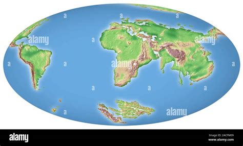 Continental drift after 100 million years. Map of the Earth showing the ...