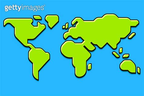 Simple cartoon style world map 이미지 (1283340233) - 게티이미지뱅크