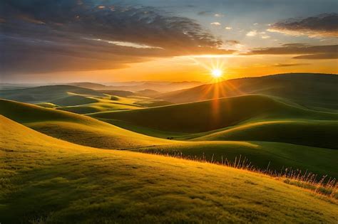 Premium Photo | Sunset over the rolling hills of the palouse