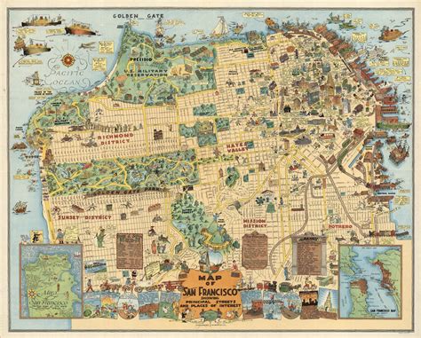 Map of San Francisco Showing Principal Streets and Places of Interest - 1927 : r/bayarea