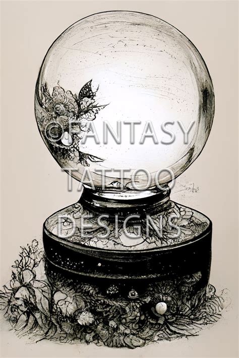 Crystal Ball Fantasy Tattoo Design Digital Download - Etsy | Fantasy tattoos, Crystal ball ...