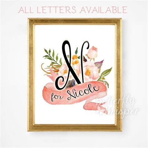 Custom nursery Letter Monogram Art Printable flower nursery