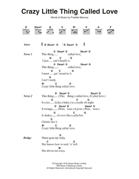 Crazy Little Thing Called Love by Queen - Guitar Chords/Lyrics - Guitar ...