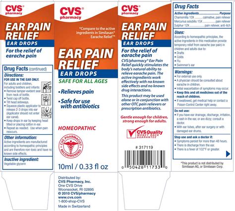 Ear Pain Relief Ear Drops Information, Side Effects, Warnings and Recalls