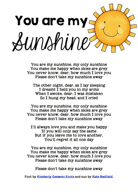 You are my Sunshine Lyrics....I always thought this was like a lullaby ...