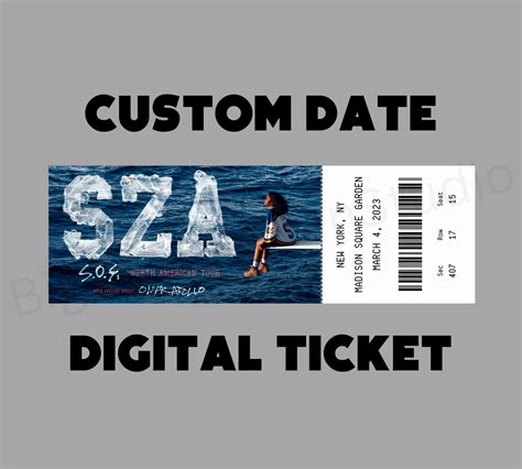 Custom Date SZA SOS Tour 2023 Concert Digital Ticket Stub - Etsy