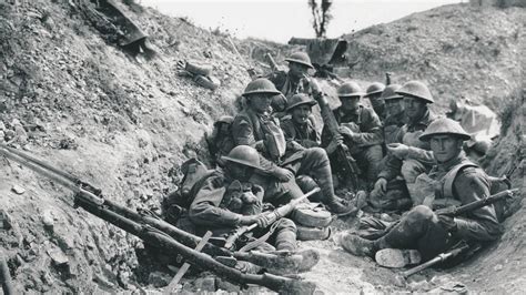 Dying Splendor of the Old World — Australian soldiers relax in the trenches. The...