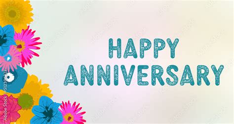 Happy Anniversary Flowers Arrangement Left Gradient Background Text Stock Illustration | Adobe Stock