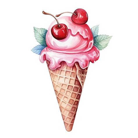 Watercolor Ice Cream Clip Art Element, Watercolor, Clip Art, Hand PNG ...