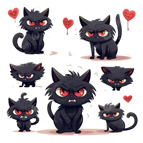 Halloween Illustrations Black Cat Set Intimidation And Fear Normal ...