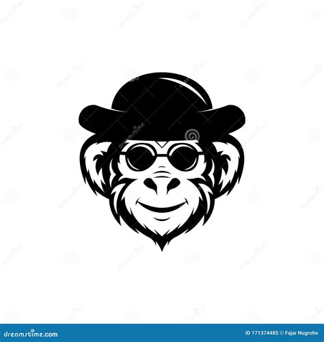 Monkey in glasses and hat stock vector. Illustration of chimp - 171374485