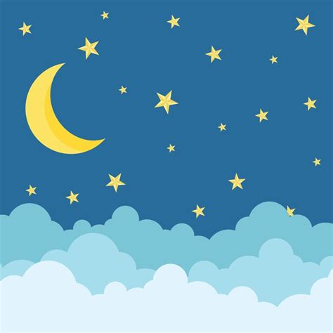 moon stars and clouds cartoon on blue background. 11892890 Vector Art ...