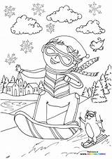 Cute Boy snowboarding  Coloring Pages For Kids sketch template